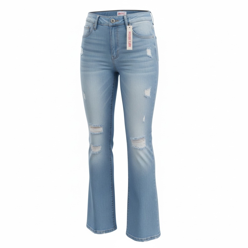 Only Light Blue Distressed Flare Jeans
